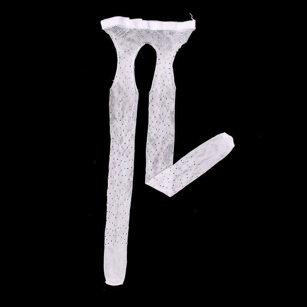 image-Rhinestone Quartz Four Sides Carved Empty Fishnet Stockings Crotch Free