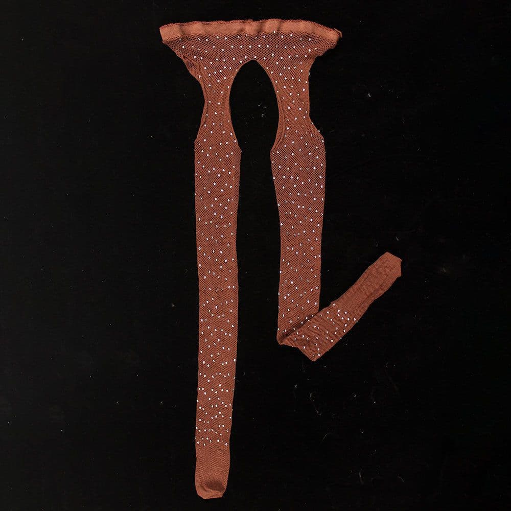 image-Rhinestone Quartz Four Sides Carved Empty Fishnet Stockings Crotch Free