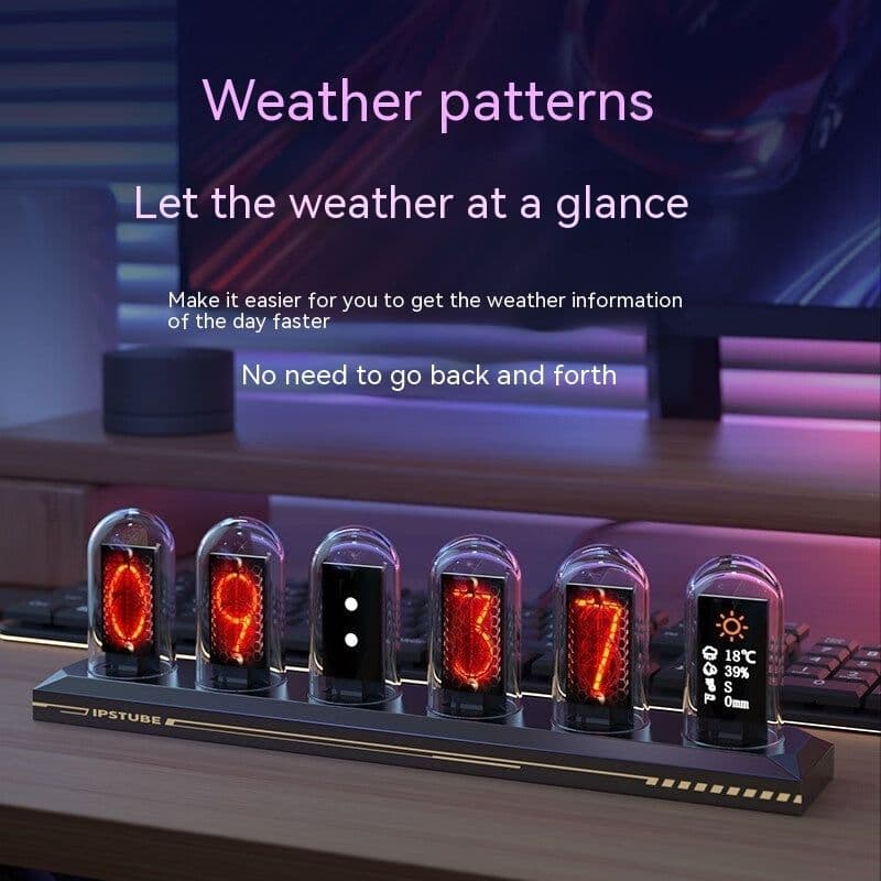 image-Magic Flavor Premium RGB Aluminum Alloy Simulation Nixie Tube Clock IPS Computer Desktop Decoration Destiny Stone Door Punk
