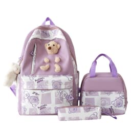 image-Elementary And Middle School Student Schoolbags Women's Cute Bear Lunch Box Three-piece Set