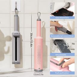 image-Rotatable Self-Squeeze Mini Mop With Crevice Brush Hand Wash-Free Flat Squeeze Mop With 2 Reusable Microfiber Pads, Microfiber Mop For Wet Dry Use Self Wringing Flat Mop For Floor Cleaning