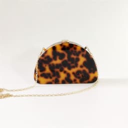 image-Leopard Print Semicircle Acrylic Clutch Women