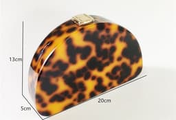 image-Leopard Print Semicircle Acrylic Clutch Women