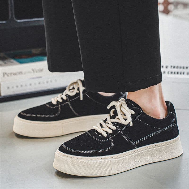 image-Harajuku Style For Students Sports Casual Lace-up Suede Shoes