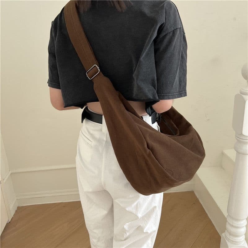 image-Retro Hong Kong Style Crossbody Tote Bag Large Capacity