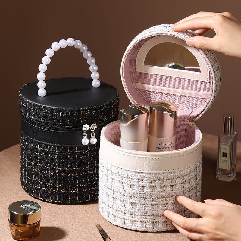 image-Portable Belt Mirror Simple Cosmetic Bag Large Capacity
