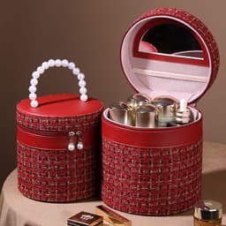 image-Portable Belt Mirror Simple Cosmetic Bag Large Capacity