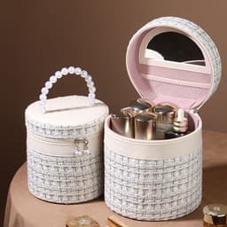 image-Portable Belt Mirror Simple Cosmetic Bag Large Capacity
