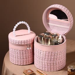 image-Portable Belt Mirror Simple Cosmetic Bag Large Capacity
