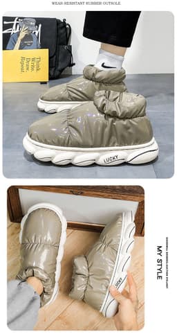 image-Cotton Slippers Men Can Wear Outside In Winter Plus Velvet Warm Shoes
