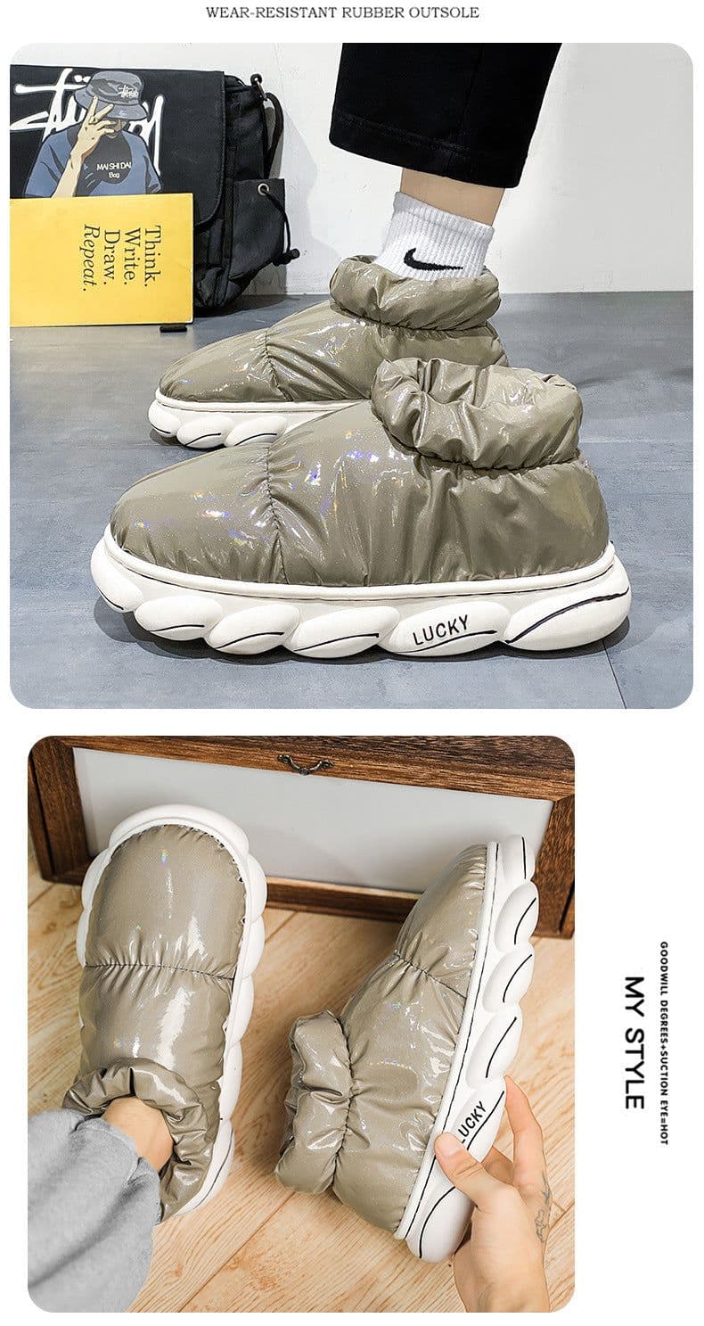 image-Cotton Slippers Men Can Wear Outside In Winter Plus Velvet Warm Shoes