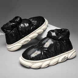 image-Cotton Slippers Men Can Wear Outside In Winter Plus Velvet Warm Shoes