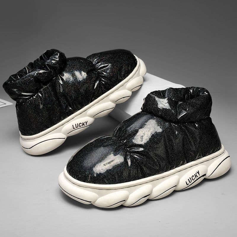 image-Cotton Slippers Men Can Wear Outside In Winter Plus Velvet Warm Shoes