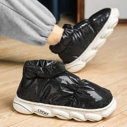 image-Cotton Slippers Men Can Wear Outside In Winter Plus Velvet Warm Shoes