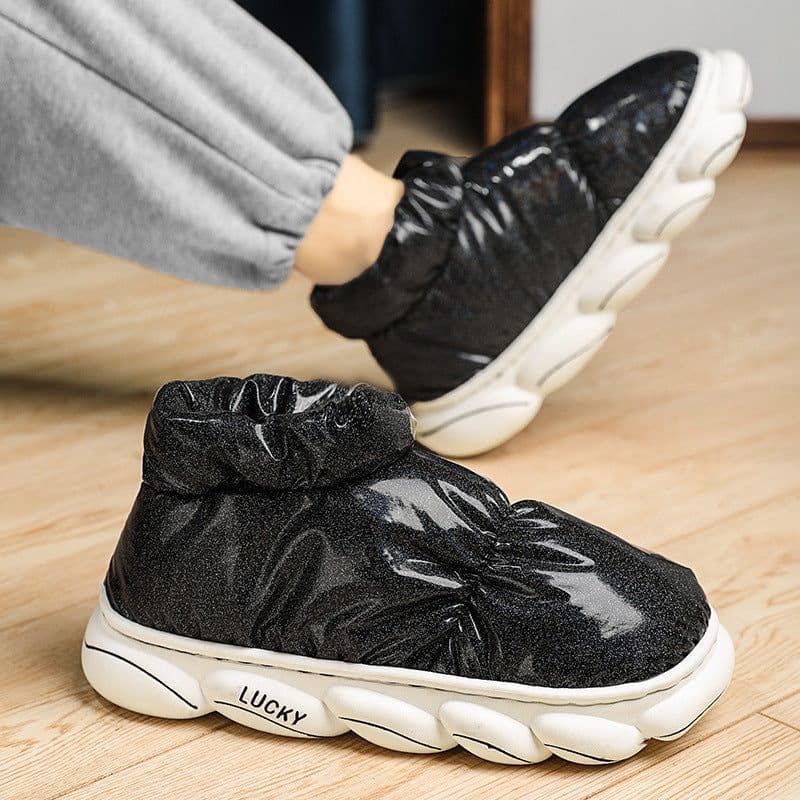 image-Cotton Slippers Men Can Wear Outside In Winter Plus Velvet Warm Shoes
