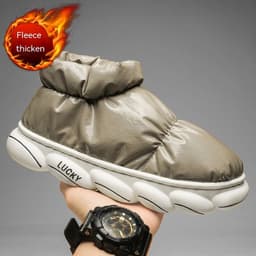 image-Cotton Slippers Men Can Wear Outside In Winter Plus Velvet Warm Shoes