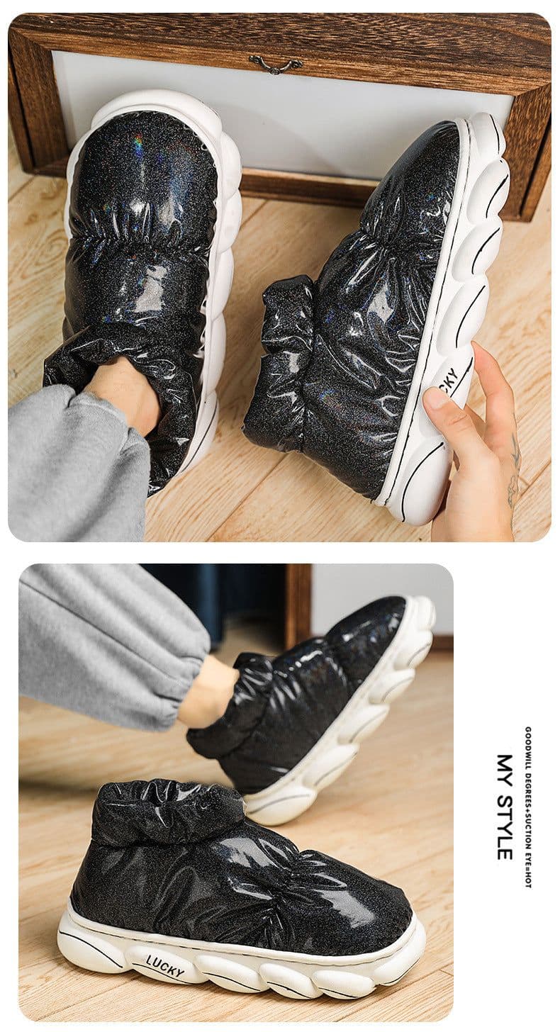 image-Cotton Slippers Men Can Wear Outside In Winter Plus Velvet Warm Shoes