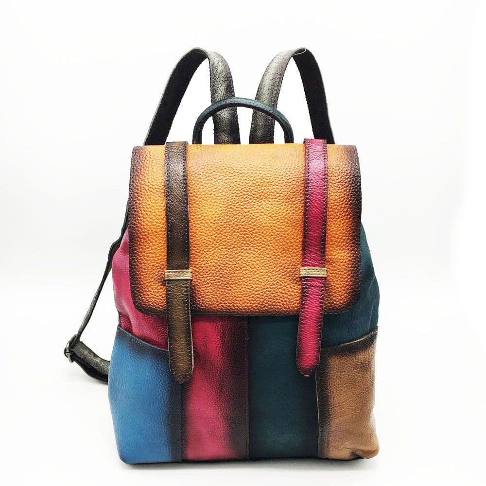 image-Casual First Layer Cowhide Retro Hand-rub Color Women's Bag