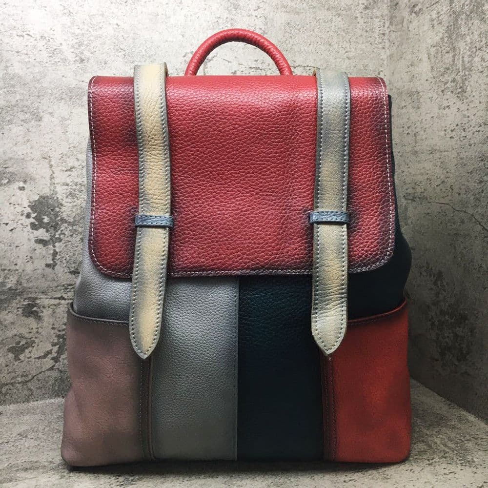 image-Casual First Layer Cowhide Retro Hand-rub Color Women's Bag