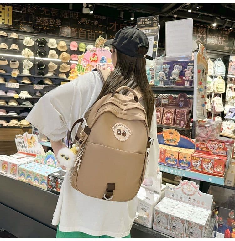 image-Junior High School Student Bear Schoolbag Good-looking Korean Female Travel Backpack