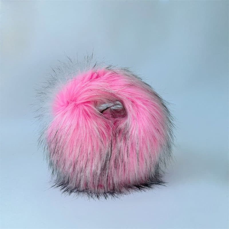 image-Artificial Raccoon Fur Ball Bag Plush Unique Punk Style Y2g