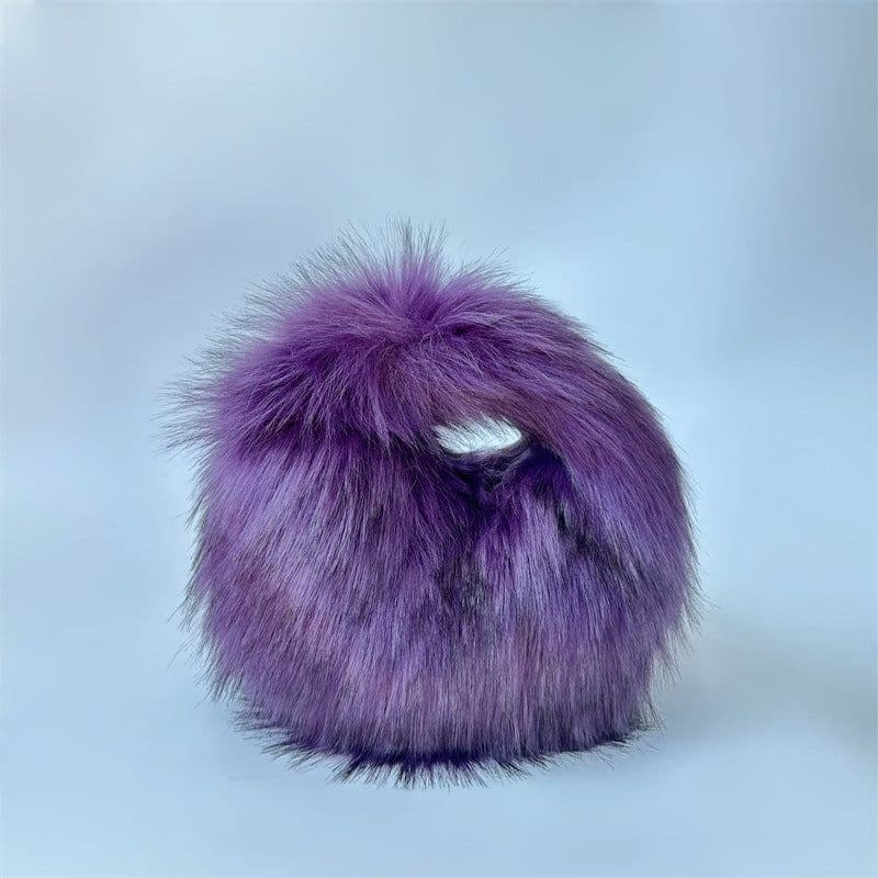 image-Artificial Raccoon Fur Ball Bag Plush Unique Punk Style Y2g