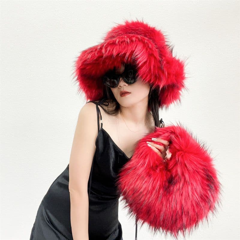 image-Artificial Raccoon Fur Ball Bag Plush Unique Punk Style Y2g