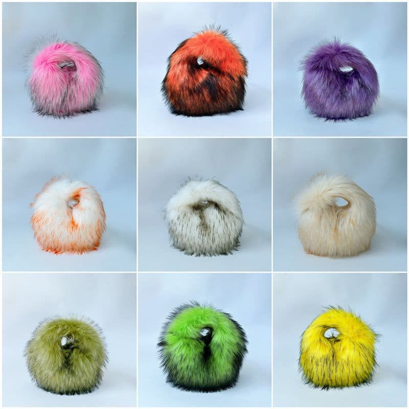 image-Artificial Raccoon Fur Ball Bag Plush Unique Punk Style Y2g