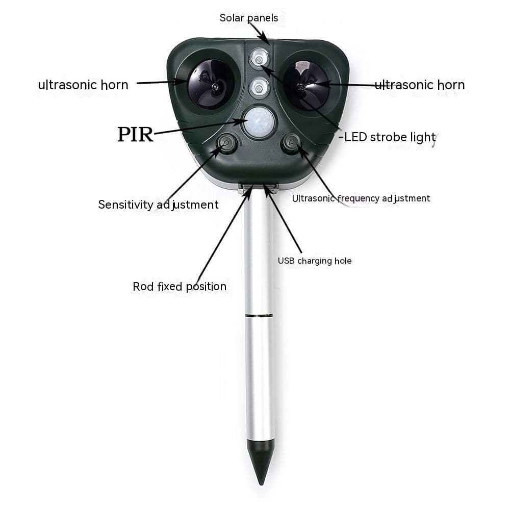 image-Factory Direct Sales New Outdoor Solar Ultrasonic Mouse Expeller Drive Dog Drive Cat Solar-powered Animal Repeller
