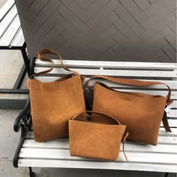 image-Special-interest Design Suede Belt Buckle Shoulder Strap Bucket Bag