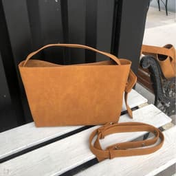 image-Special-interest Design Suede Belt Buckle Shoulder Strap Bucket Bag
