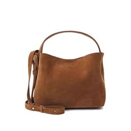 image-Special-interest Design Suede Belt Buckle Shoulder Strap Bucket Bag