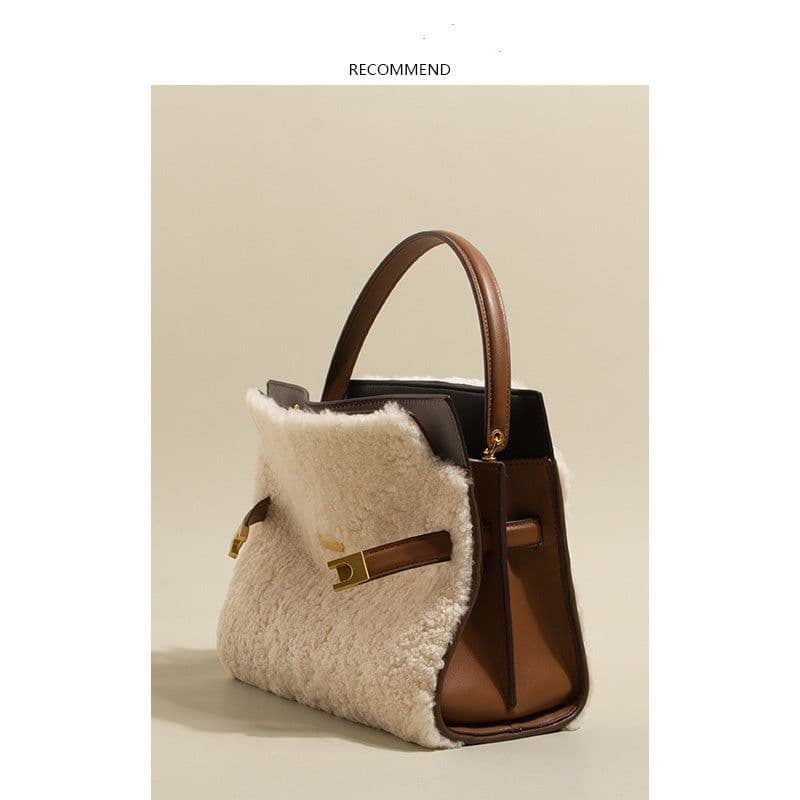 image-Lamb Wool Bag Autumn And Winter Fashion All-matching Women's Leather Plush Bag