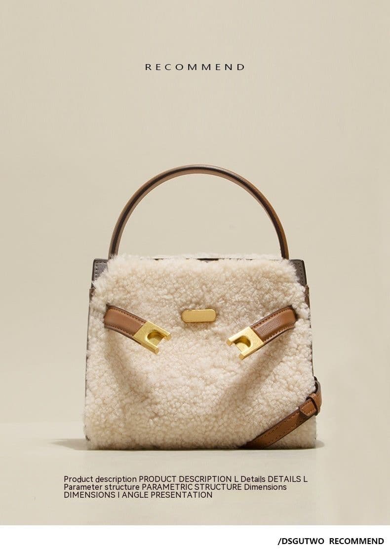 image-Lamb Wool Bag Autumn And Winter Fashion All-matching Women's Leather Plush Bag