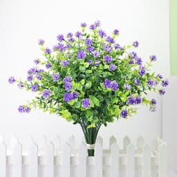 image-Eucalyptus Camellia Simulation Plastic Wedding Gardening Decorative Fake Flower 7 Fork 35 Head