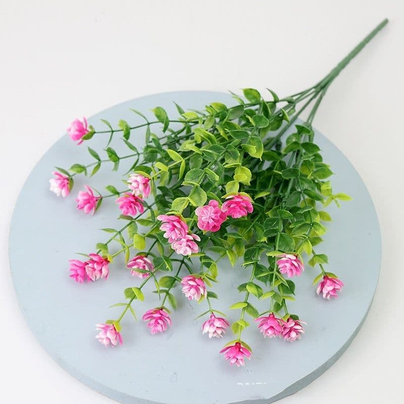 image-Eucalyptus Camellia Simulation Plastic Wedding Gardening Decorative Fake Flower 7 Fork 35 Head
