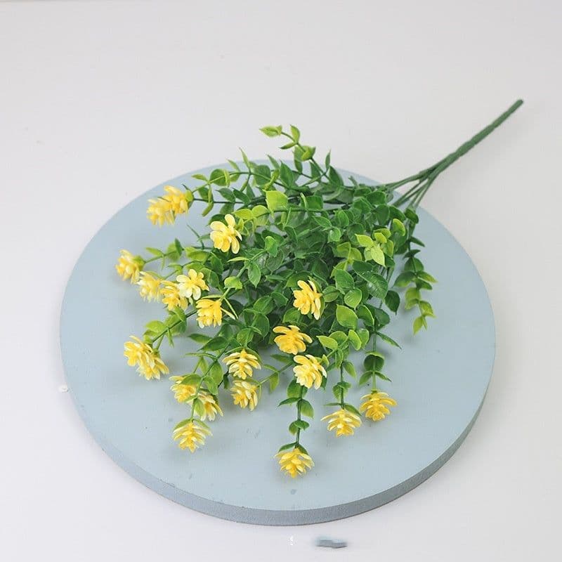image-Eucalyptus Camellia Simulation Plastic Wedding Gardening Decorative Fake Flower 7 Fork 35 Head