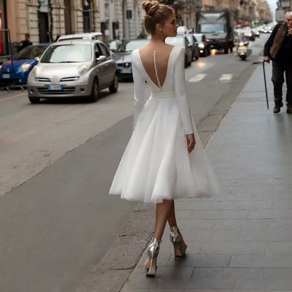 image-Women's Short Wedding Dress Evening Gown
