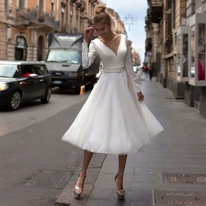 image-Women's Short Wedding Dress Evening Gown