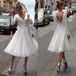 image-Women's Short Wedding Dress Evening Gown