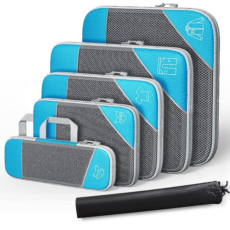 image-Travel Can Be Compression Storage Bag Suit With Shoe Bag Mesh Visual Luggage Organizing