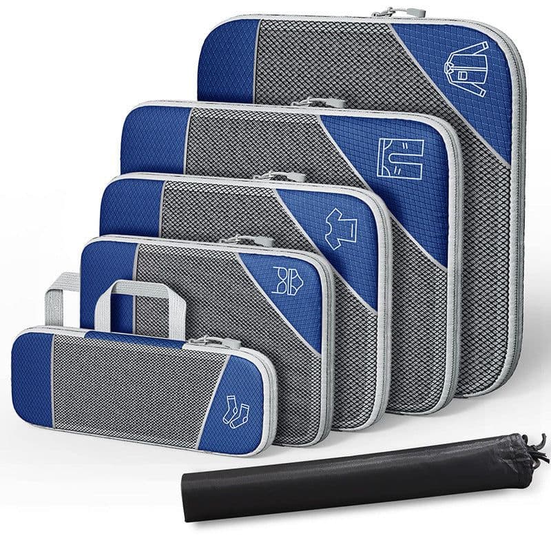 image-Travel Can Be Compression Storage Bag Suit With Shoe Bag Mesh Visual Luggage Organizing