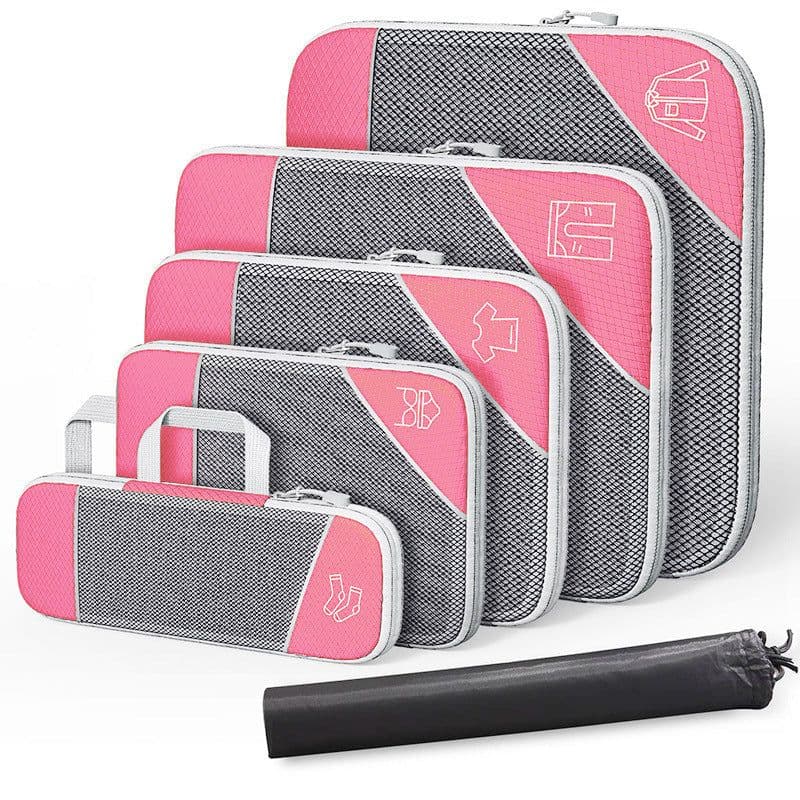 image-Travel Can Be Compression Storage Bag Suit With Shoe Bag Mesh Visual Luggage Organizing