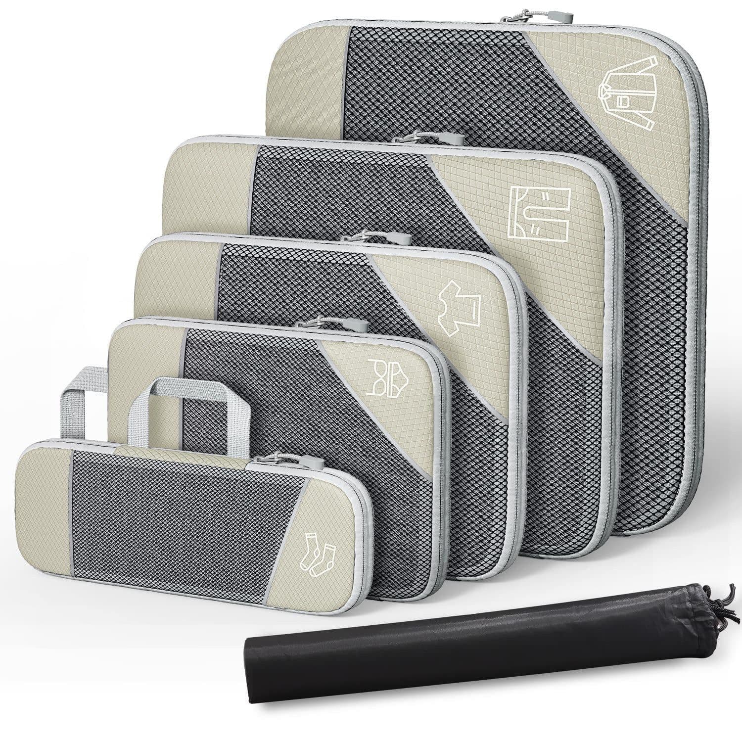 image-Travel Can Be Compression Storage Bag Suit With Shoe Bag Mesh Visual Luggage Organizing