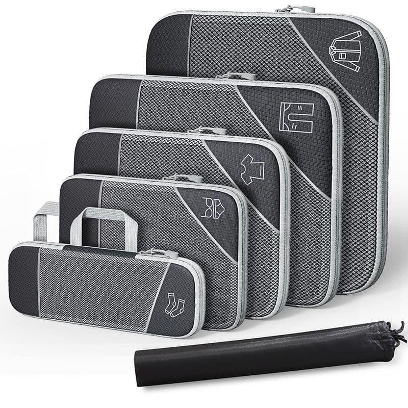 image-Travel Can Be Compression Storage Bag Suit With Shoe Bag Mesh Visual Luggage Organizing
