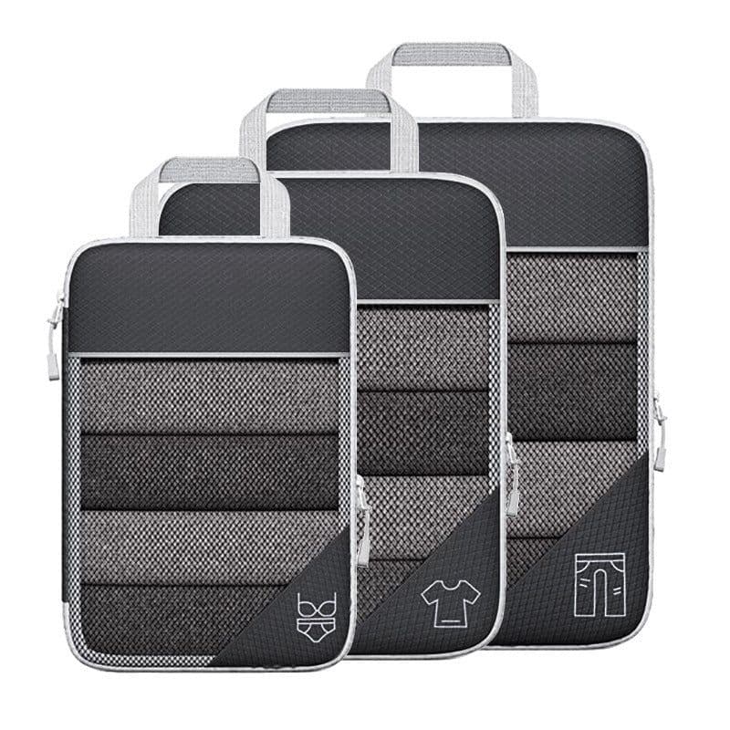 image-Travel Can Be Compression Storage Bag Suit With Shoe Bag Mesh Visual Luggage Organizing