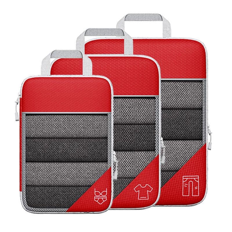 image-Travel Can Be Compression Storage Bag Suit With Shoe Bag Mesh Visual Luggage Organizing