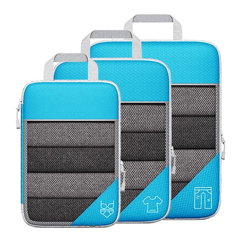 image-Travel Can Be Compression Storage Bag Suit With Shoe Bag Mesh Visual Luggage Organizing