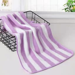 image-Coral Fleece Wide Striped Edge Soft Absorbent Thickening Lint-free Face Washing At Home Towels