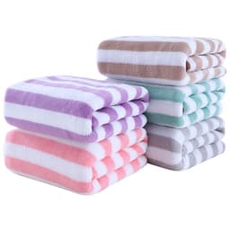 image-Coral Fleece Wide Striped Edge Soft Absorbent Thickening Lint-free Face Washing At Home Towels